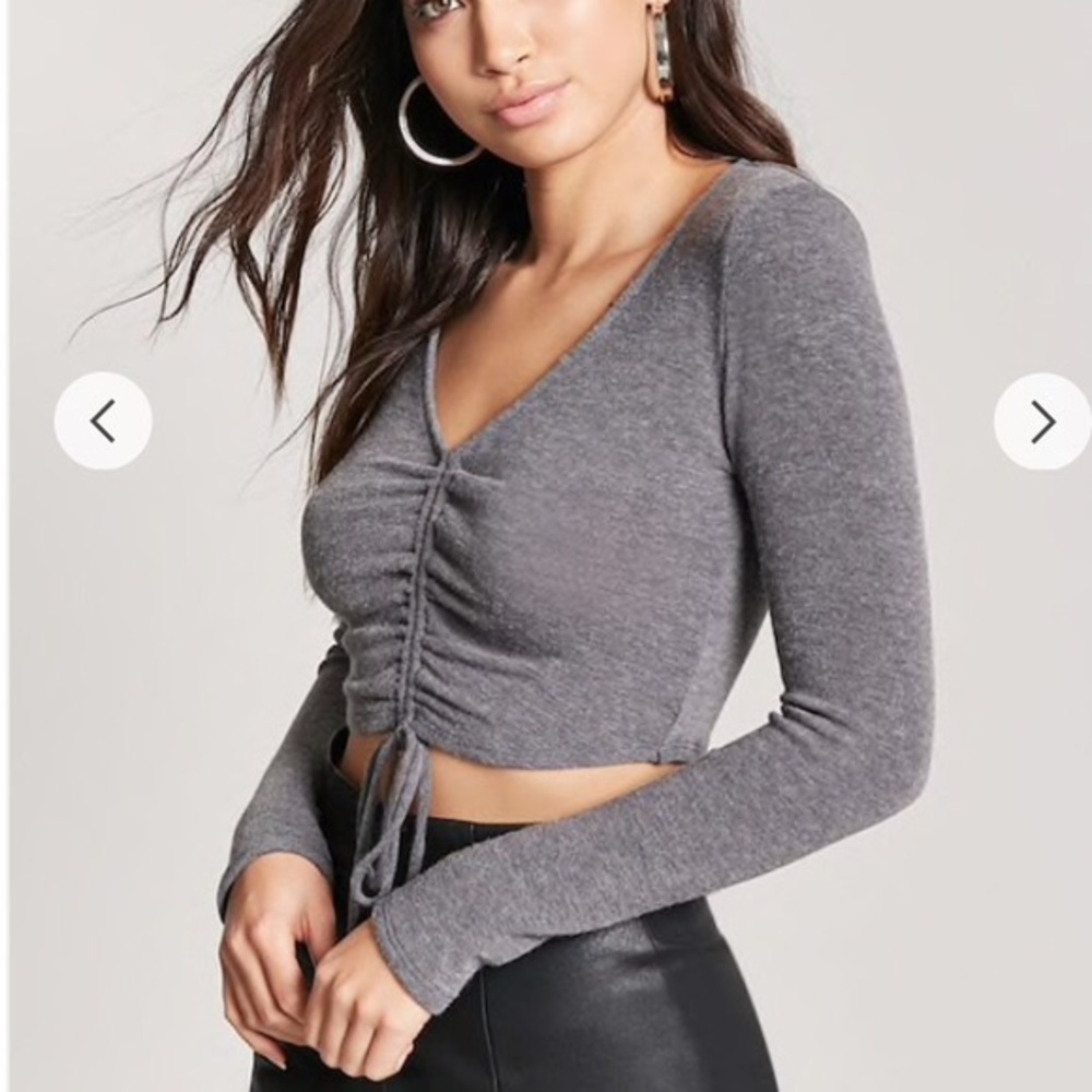 Forever 21 Grey Low Cut Sweater Crop Top